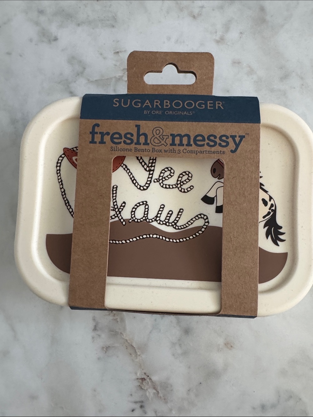 Fresh & Messy Beige Silicone Bento Box - Cream/Brown